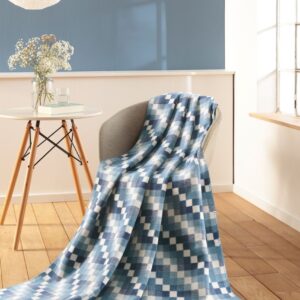 Biederlack Wohndecke Kuscheldecke 150x200 Stairway Karo kariert blau weiß 807601 EAN:4000141807601