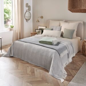 Hahn Plaid Wohndecke Tagesdecke mit Fransen 280x250 sand beige 515001-70 EAN:4002895172165