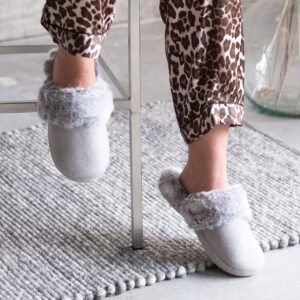 Irisette Slipper Kuschel-Hausschuhe Puschen mit Felloptik 39-41 silber 8953-11 EAN:4005367114823