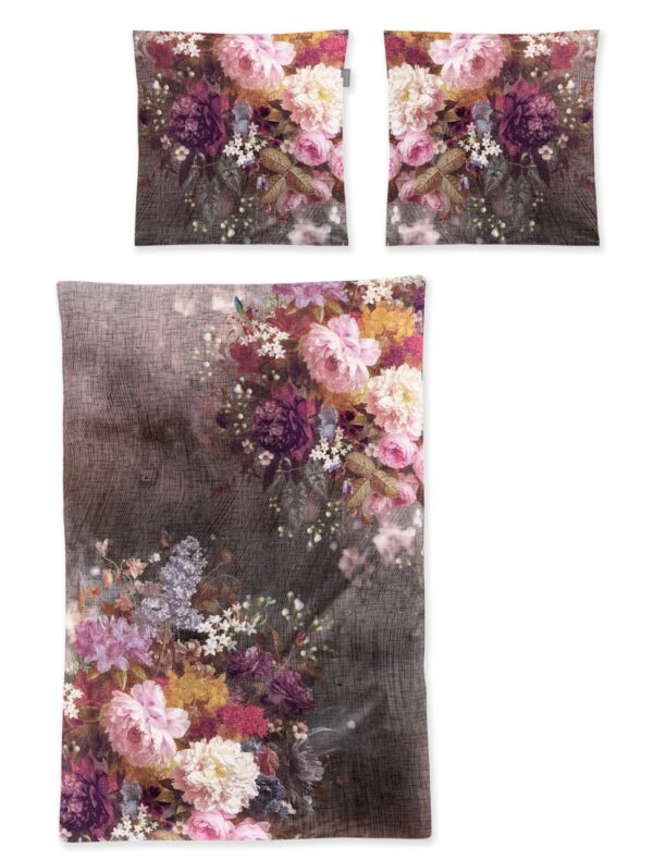 Irisette Zobel Flausch Cotton Bettwäsche 135x200 Rosen Blumen grau rosa 8551-90 EAN:4005367118449