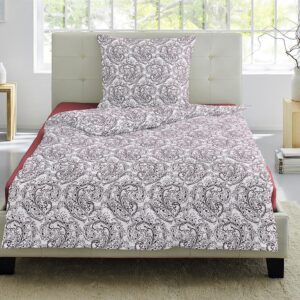 Irisette Capri Mako-Satin Bettwäsche 155x220 Paisley weiß pink 8746-60 EAN:4005367758331