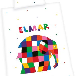 Herding Baby Kinder Renforce Bettwäsche Elmar Elefant weiß bunt 100x135 cm EAN:4006891965639