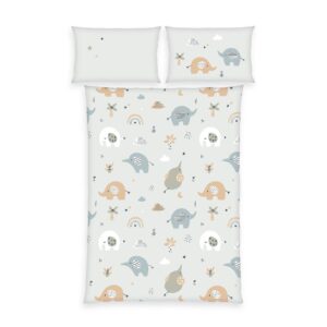 Herding Flanell Baby Kinder Bettwäsche Elephants Elefanten blau 100x135 cm EAN:4006891976147