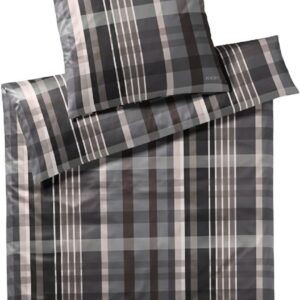 Joop! Mako-Satin Bettwäsche 135x200 Checks stone Karo grau taupe 4098-9 EAN:4029058224592