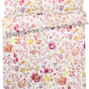 Elegante Mako-Satin Bettwäsche 155x220 cm Tulpen Blumen Fleuri pink rose 2120-1 EAN:4029058583101