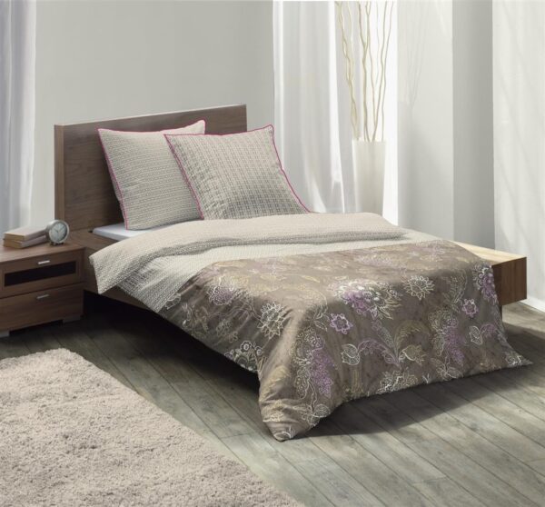 Fleuresse Mako-Satin Bettwäsche 155x220 Blumen Ranken beige Wende 113621-7 EAN:4043202487695