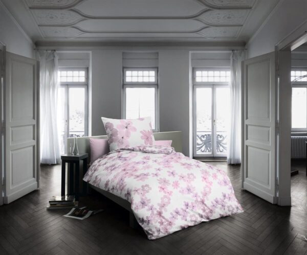 Fleuresse Mako-Satin Bettwäsche 155x220 Blüten Blumen Melange mouve rosa 1138... EAN:4043202549713