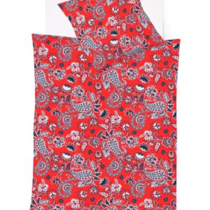 Fleuresse Mako-Satin Bettwäsche 135x200 Paisley blau rot 114285-09 EAN:4043202626261