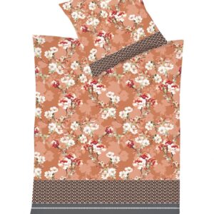 Fleuresse Aspen Biber Bettwäsche 155x220 Rosen Streifen apricot braun 434288-03 EAN:4043202629224