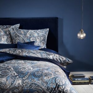 Fleuresse Mako-Satin Bettwäsche 135x200 Paisley blau beige sand 114296-02 EAN:4043202630213