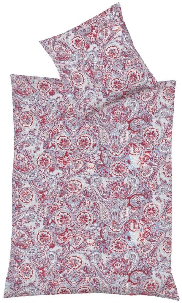 Fleuresse Mako-Satin Bettwäsche 135x200 Paisley blau rot weiß 114296-12 EAN:4043202648423