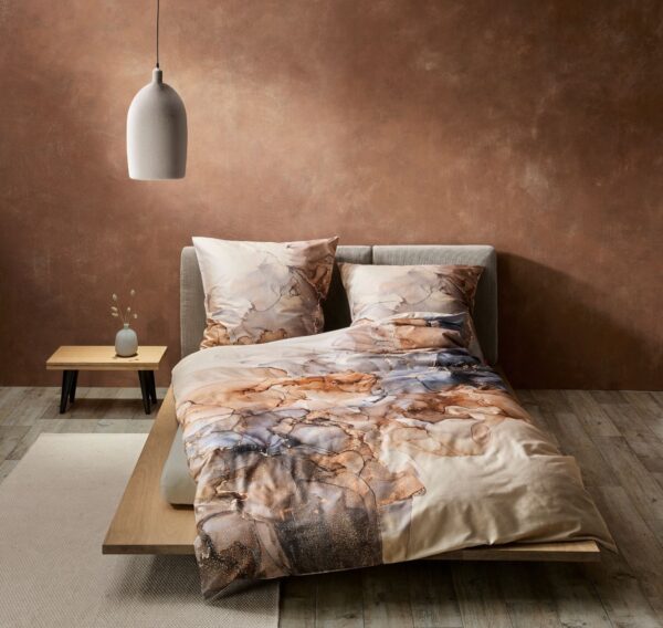 Fleuresse Mako-Satin Bettwäsche 155x220 Aquarell Marmor beige rost 114455-07 EAN:4043202667042