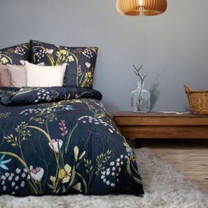 Fleuresse Mako-Satin Bettwäsche 155x220 Gräser Wieseblumen grau oliv 114485-07 EAN:4043202667400