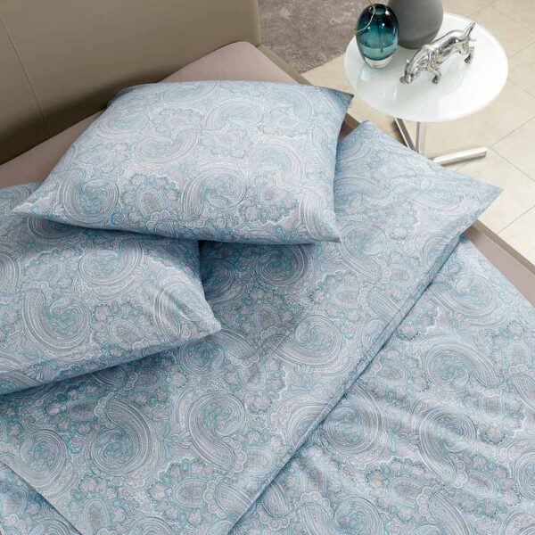 Estella Mako Jersey Bettwäsche 135x200 Ornamente Paisley azur blau 6022-640 EAN:4053912325279