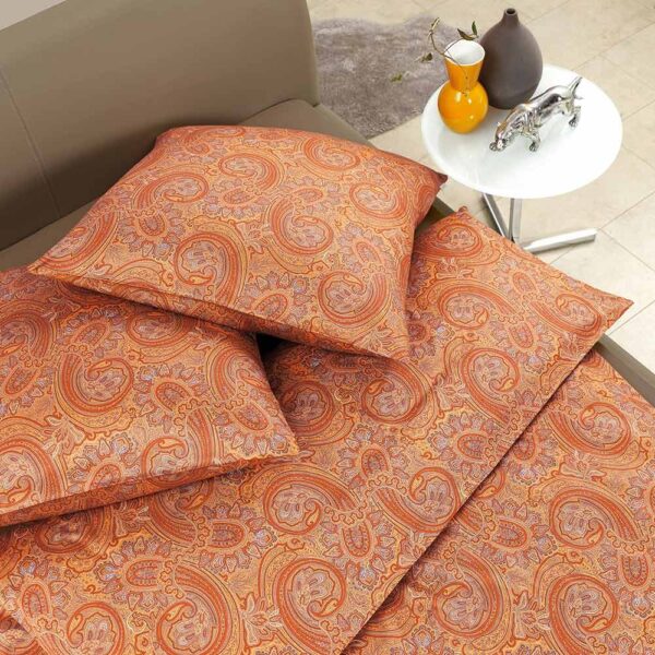 Estella Mako Jersey Bettwäsche 135x200 Ornamente Paisley orange 6022-360 EAN:4053912340067