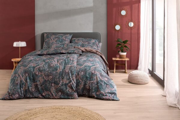 Estella Mako-Satin Bettwäsche 155x220 Tiberio petrol rost Paisley 7572-50 EAN:4053912382678