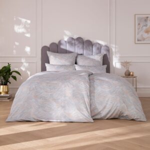 Estella Satin de Luxe Bettwäsche 155x220 Ola platin Wellen sand 1069-915 EAN:4053912411354