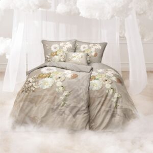 Estella Mako-Satin Traumstoff Bettwäsche 155x220 Danika Blüten nougat 4026-340 EAN:4053912441252