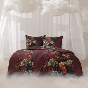 Estella Mako-Satin Traumstoff Bettwäsche 135x200 Rahphaela Blüten rot burgund... EAN:4053912441405