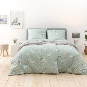 Estella Mako Jersey Bettwäsche 135x200 Minou salbei Vögel Blumen grün 6953-532 EAN:4053912441764