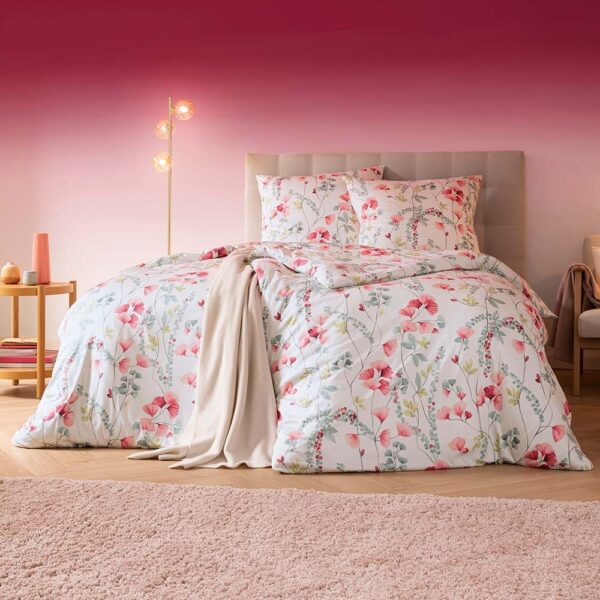 Estella Mako Jersey Bettwäsche 155x220 Livia magenta Blumenranke 6221-695 EAN:4053912460031