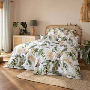 Estella Mako-Satin Bettwäsche 155x220 Orlanda grün Farn Blätter Monstera 7940... EAN:4053912464893