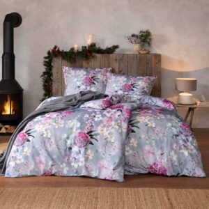 Estella Kuschel Flanell Bettwäsche 155x220 Romantica silber Blüten flieder 44... EAN:4053912475547