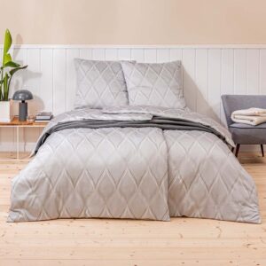 Estella Mako-Satin Bettwäsche 155x220 Lyanna silber Spiralen Wellen 7943-820 EAN:4053912475660