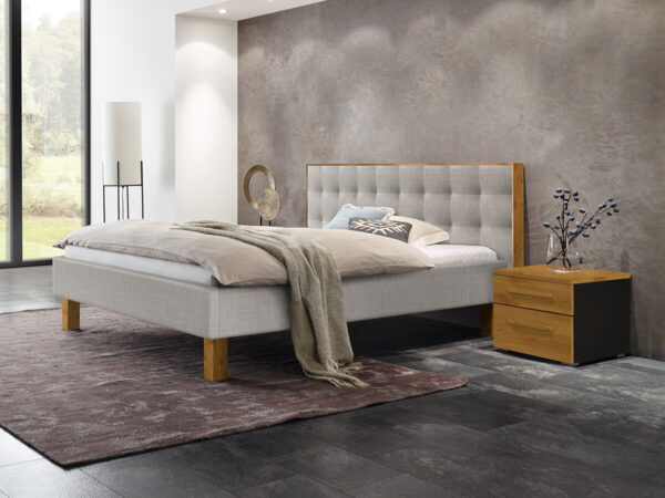 Hasena Pronto Polsterbett Noah Wildeiche natur geölt (99) Stoff Pepe grey (335) 180 x 200 cm 25 cm EAN:5700110949248