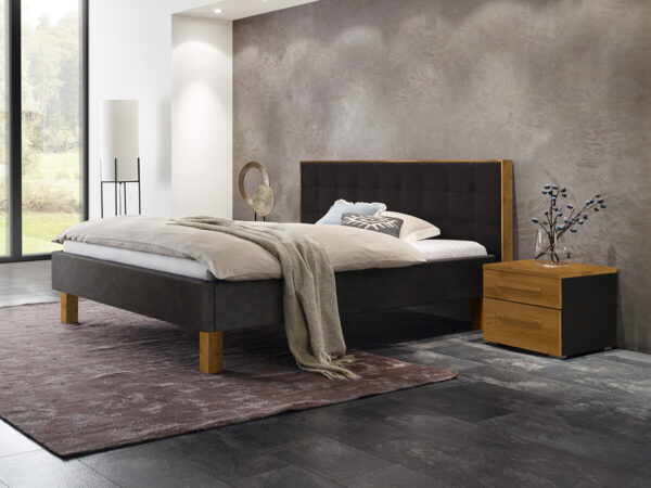 Hasena Pronto Polsterbett Noah Wildeiche natur geölt (99) Stoff Buffalo Shale (720) 140 x 200 cm 20 cm EAN:5700110949248