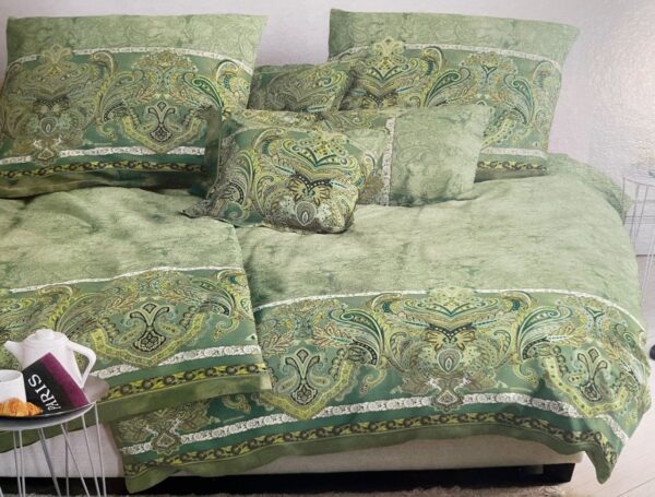 Bassetti Mako-Satin Bettwäsche 135x200 Volterra V1 Paisley Streifen grün oliv... EAN:8050261233756