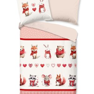 Good Morning Kids Flanell Bettwäsche 135x200 Timmy Winter Tiere niedlich rot ... EAN:8717285232089