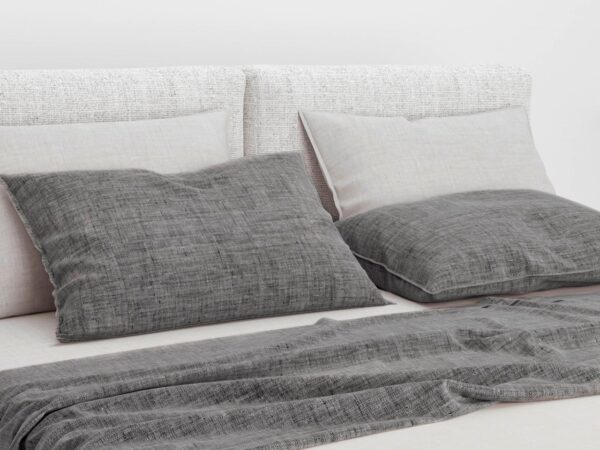 2 Stück Zo! Home Cotton Kissenbezüge 40x80 Lino Dark grey dunkelgrau meliert uni EAN:8718518227414