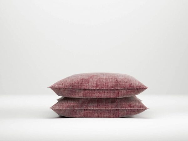 2 Stück Zo! Home Cotton Kissenbezüge 40x80 Lino Wine Red dunkelrot meliert uni EAN:8718518227858