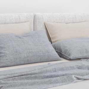 2 Stück Zo! Home Cotton Kissenbezüge 40x80 Lino Denim Drift blaugrau meliert uni EAN:8718518260732