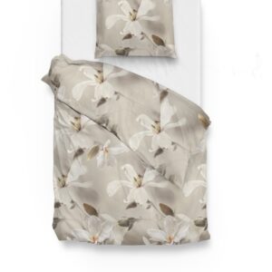 Zo! Home Mako-Satin Bettwäsche 135x200 cm Dani taupe grey Sternmagnolie Blumen EAN:8718518313117