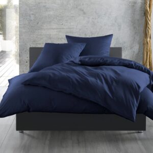 Zo! Home Mako-Satin Bettwäsche 135x200 cm Satinado uni Navy Blue dunkelblau EAN:8718518385923