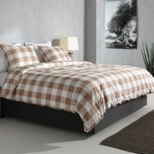 Zo! Home Cotton Bettwäsche 135x200 Quattro di Lino Sandy beige weiß Karo EAN:8718518397490