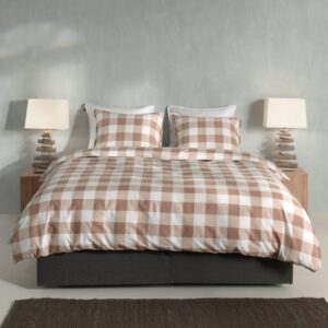 Zo! Home Cotton Bettwäsche 200x200 Quattro di Lino Sandy beige weiß Karo EAN:8718518397513