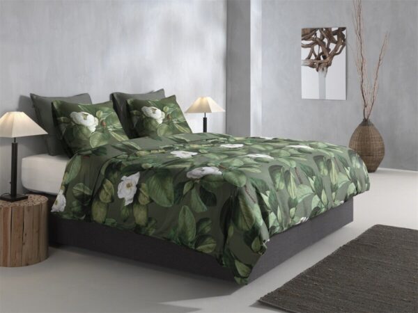 Zo! Home Mako-Satin Bettwäsche 155x220 Kelly green Blätter Blumen grün EAN:8718518398725