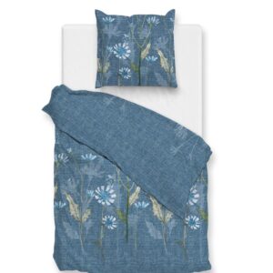 Zo! Home Cotton Bettwäsche 135x200 Cecilla blue Blumenwiese blau beige EAN:8718518415811