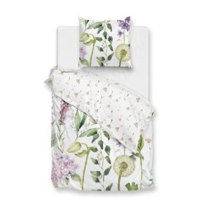 Zo! Home Mako-Satin Bettwäsche 155x220 Dandelion white Pusteblume lila grün W... EAN:8718518427456