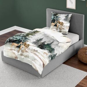 Bettwäsche Bierbaum Mako Satin 5304-80 Winterlandschaft Reh 135x200 EAN:4009023399777