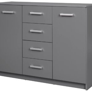 Sideboard Kommode ELENZIO 2T4S Graphit Grau mit 2 Türen 4 Schubladen EAN:4010340187305