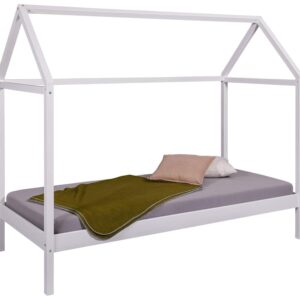 Kinderbett SUN ROAD 90 x 200 weiß Pfostenbett Himmelbett Kiefer massiv EAN:4010340402903