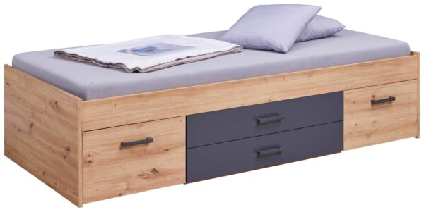 Bett Funktionsbett LIORA 90 x 200 cm Optik Artisan Eiche Anthrazit EAN:4010340530903