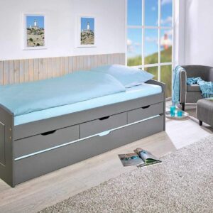 Kinderbett Funktionsbett RIEKA Grau 90 x 200 Kiefer Massivholz EAN:4010340862103