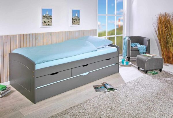 Kinderbett Funktionsbett RIEKA Grau 90 x 200 Kiefer Massivholz EAN:4010340862103