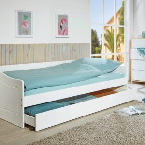 Kinderbett Sofabett MALTE weiß mit Schublade 90 x 200 Kiefer massiv EAN:4010340901109