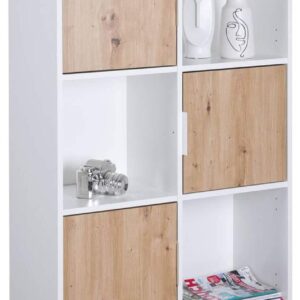 Bücherregal PEPETO 5TW Regal mit 5 Türen Optik: Weiß / Artisan Eiche EAN:4010340940665